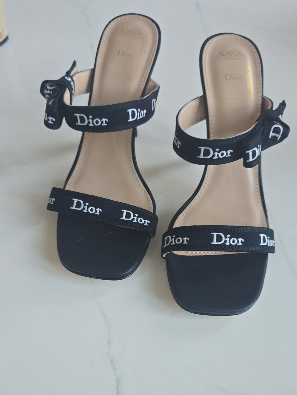 Dior Black Logo Strap Heeled Sandals Size 37